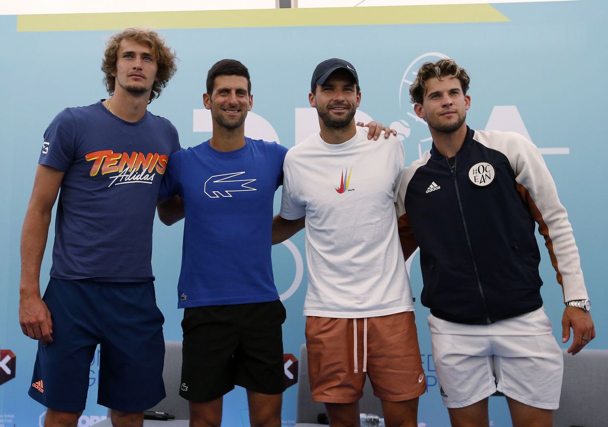 Zľava: Alexander Zverev, Novak Djokovič, Grigor...