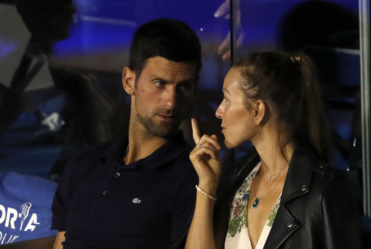 Novak Djokovič s manželkou Jelenou počas...
