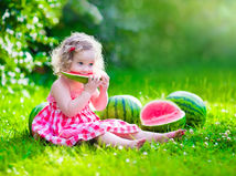 melón, dieťa, leto, osvieženie, ochladenie