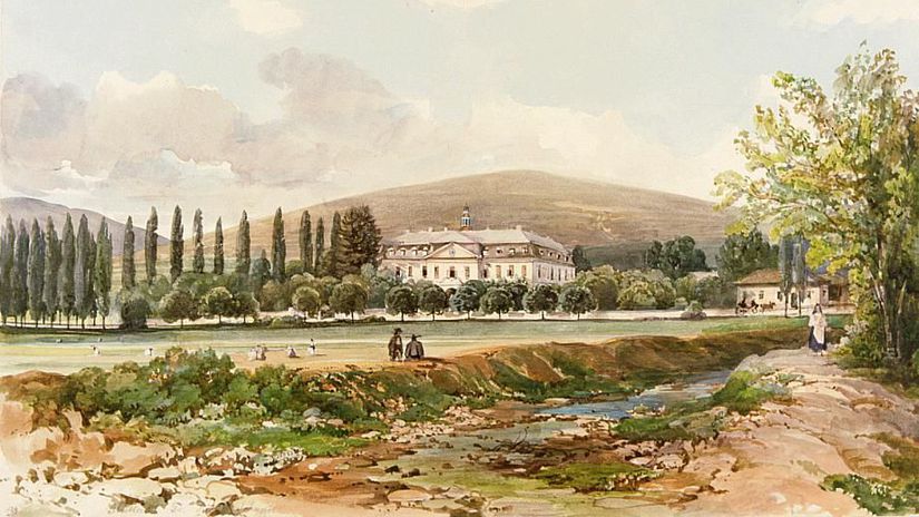 Historická podoba kaštieľa a okolia.