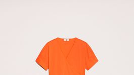 Krátke oranžové šaty Twinset, predávajú sa za 103 eur.  