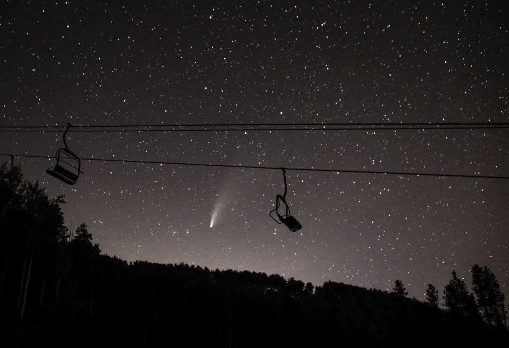 kométa, Colorado, lanovka, noc, tma, hviezdy