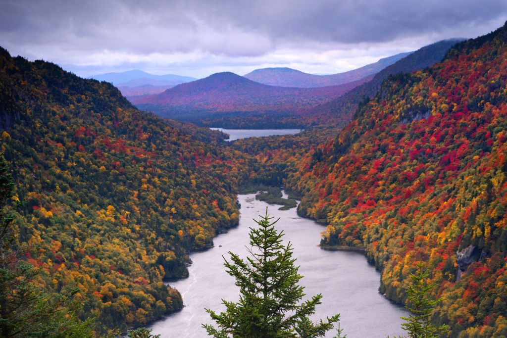 Adirondack, príroda, jazero, jeseň,