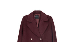 Bordový dámsky kabát z vlnenej zmesi Mohito. Predáva sa za 89,99 eura. 
