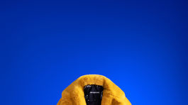 Žltý dámsky kabát z umelej kožušiny Desigual. Predáva sa za 309,95 eura. 