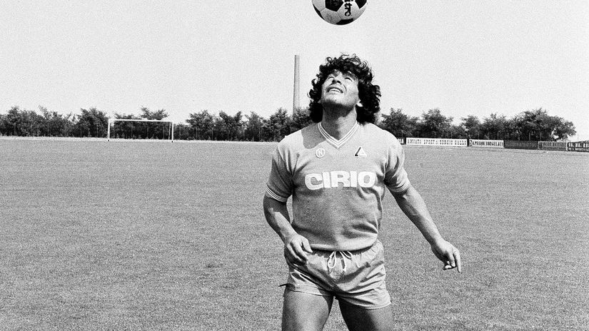 Diego Maradona na tréningu SSC Neapol.