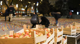 Hlinov jablkový protest za odvolanie Kollára