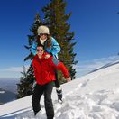 hory, zima, sneh, manželia, radosť