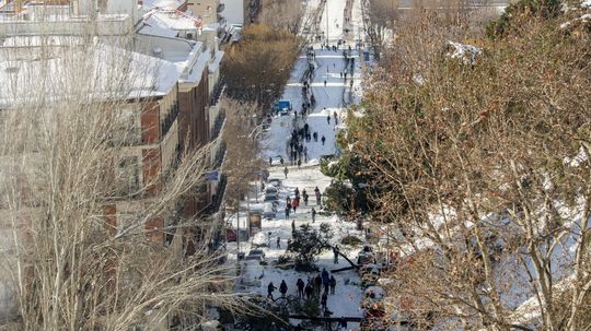 Príval snehu v hlavnom meste Španielska Madride.