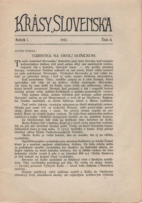 Layout strany Krás Slovenska z roku 1921.