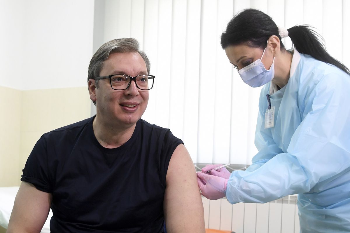 Srbský prezident Aleksandar Vučič počas...