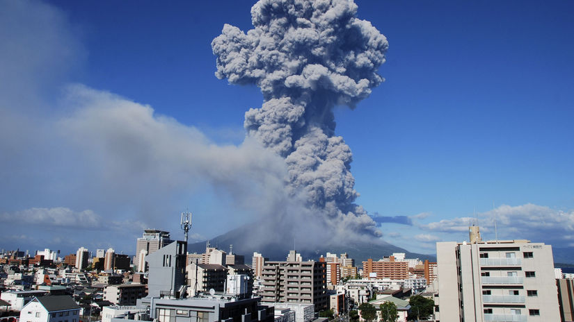 Japonsko Kjúšu sopka erupcia