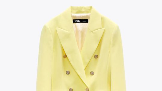 Dámske dvojradové sako žltej farby Zara,...