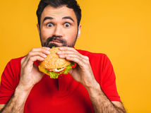 muž, sendvič, fastfood