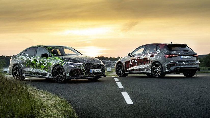 Kamufláž na predsériových prototypoch Audi RS3...