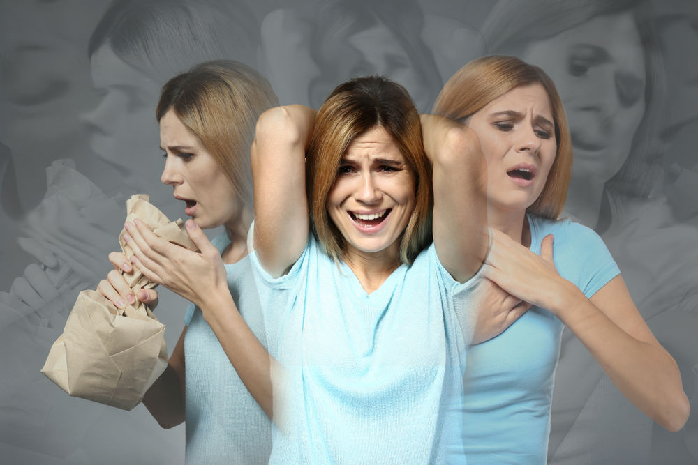 panika, panický atak, strach, preľaknutie, žena