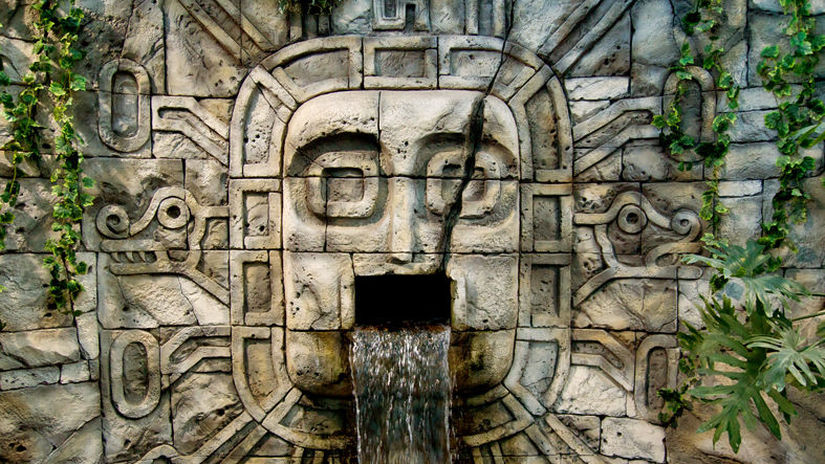 Maya Aztec style stone statue detail