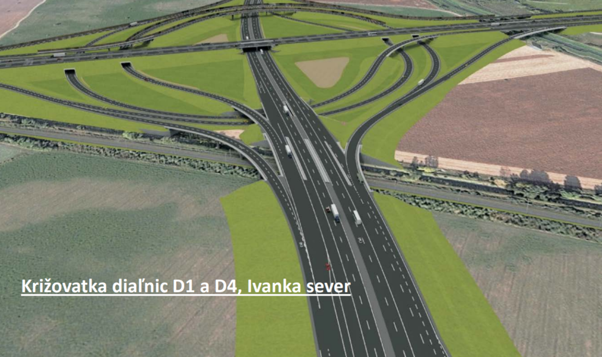 Jedna z vizualizácií prepojenia diaľnic D1 a D4.