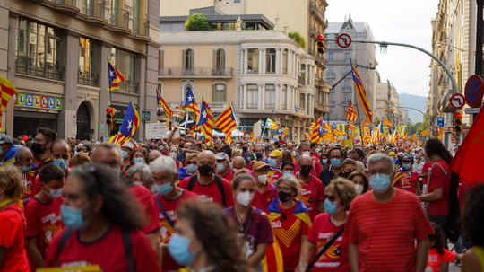 Demonštranti v Barcelone pri príležitosti...