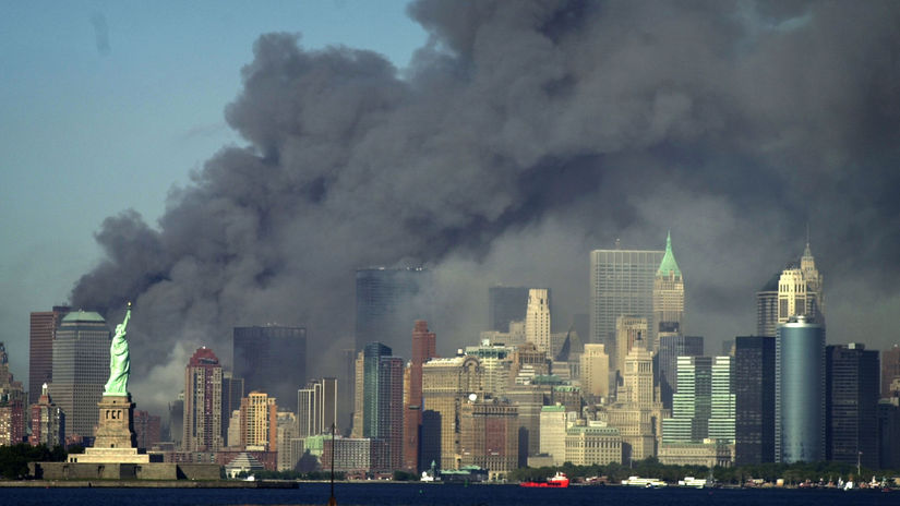 Panoráma New Yorku po útokoch 11. septembra 2001.