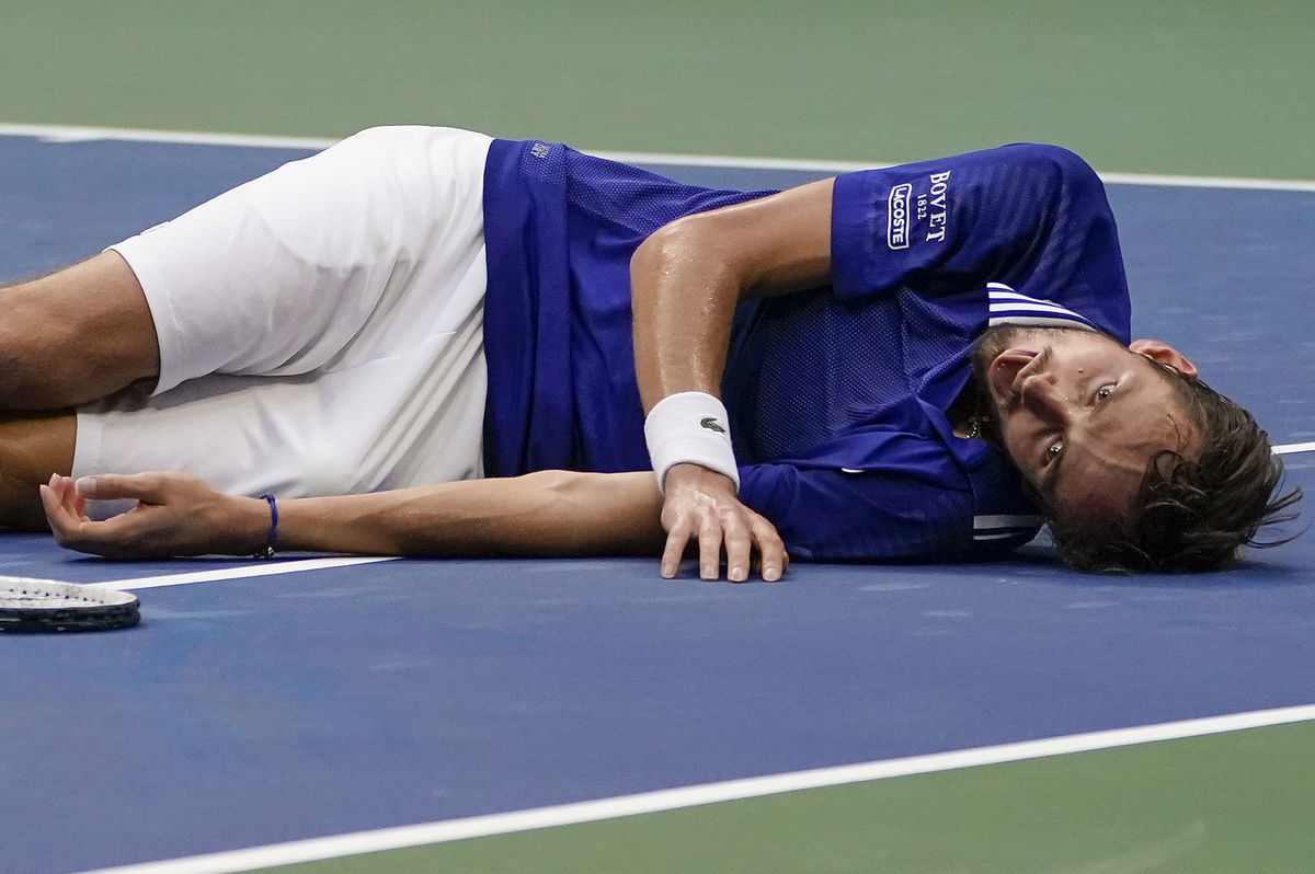 Daniil Medvedev po víťaznej loptičke.