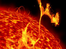 Illustration of the sun showing formidable solar flares