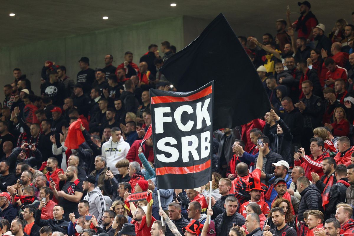 Albanian fans during the match in Tirana.