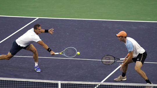 Filip Polášek (left) and John Peers in the final ...