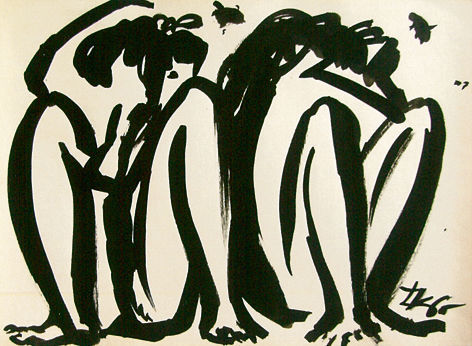 Ľubomír Kellenberger: Dve. Kresba tušom, 1966