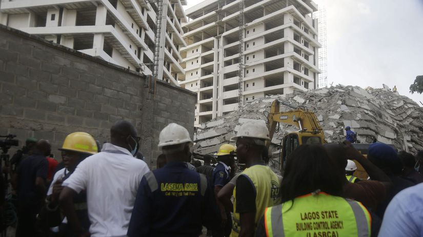 Nigéria Lagos Budova Obytná Výstavba Zrútenie