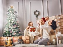 rodina, Vianoce, radosť, darčeky, deti