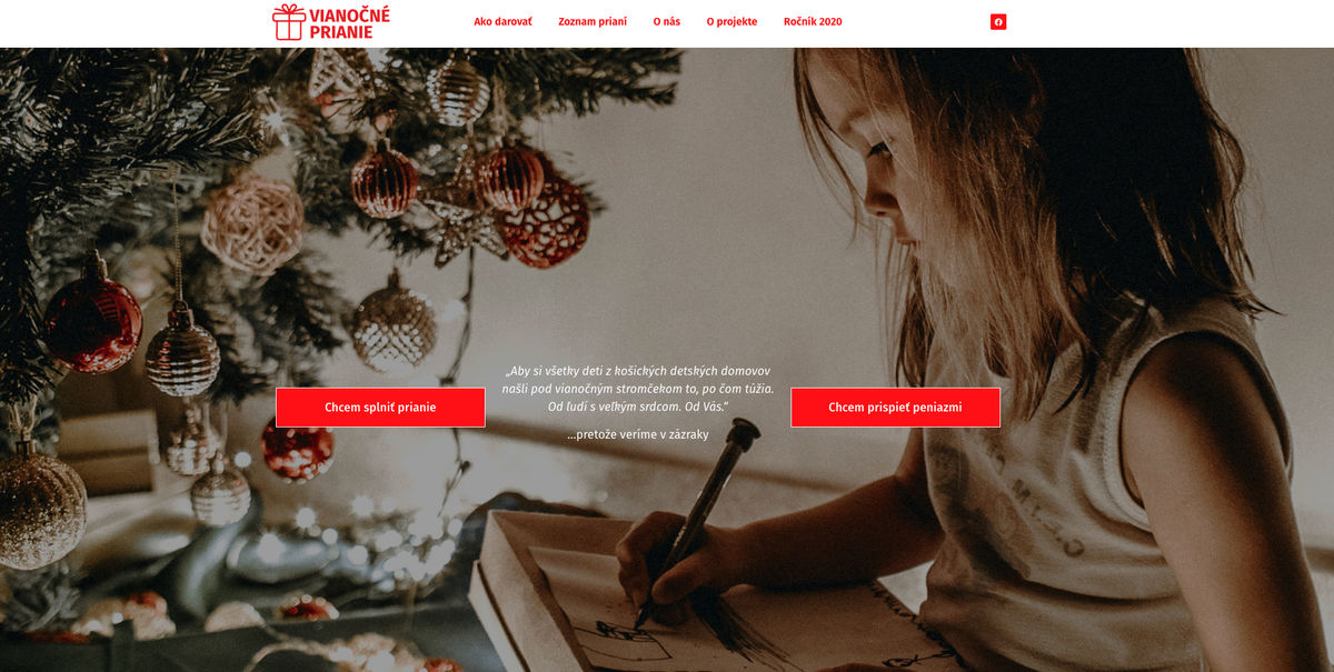 vianočné prianie, webová stránka