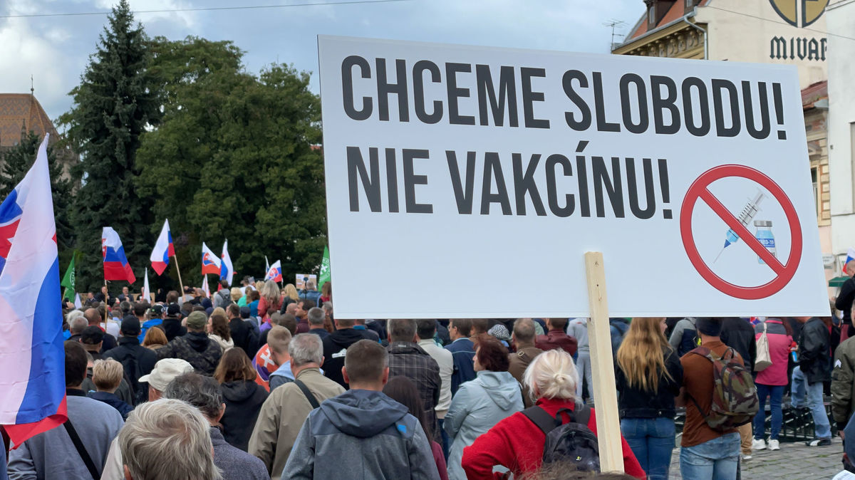 Januárový protest proti očkovaniu v Košiciach