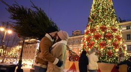 Rusko, Vianočný trh, advent, bozk, Vianoce, vázdoba, pár, láska, Petrohrad, stromček