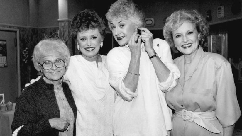 Golden Girls zľava Estelle Getty, Rue...