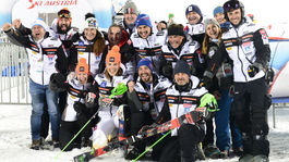 Petra Vlhová with her team after 2nd place in ...