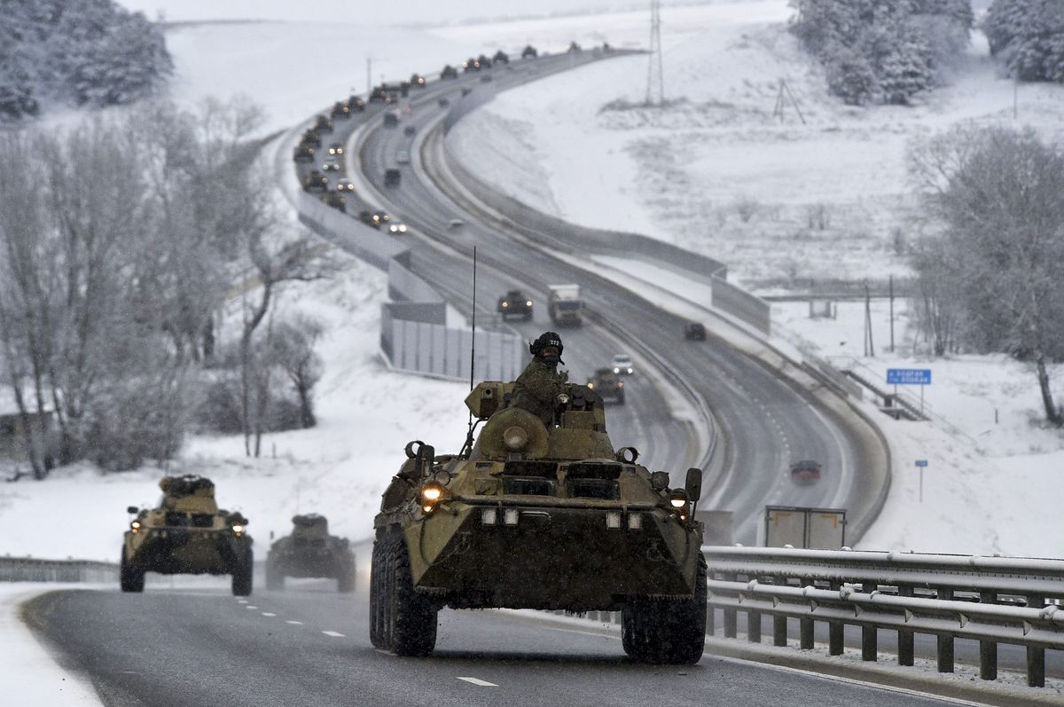 Rusko Ukrajina vojaci tank konvoj
