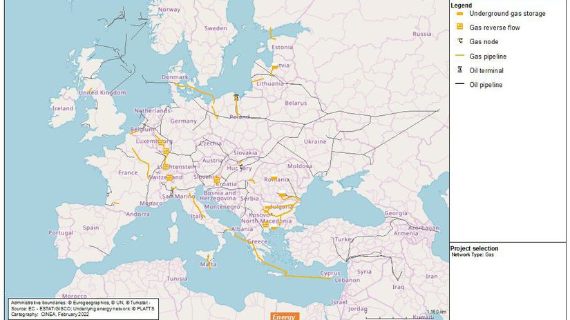 map oil and gas europe