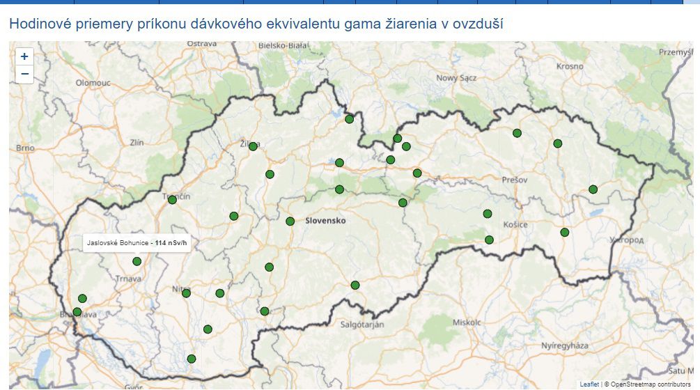 Aktuálne meranie radiácie na Slovensku