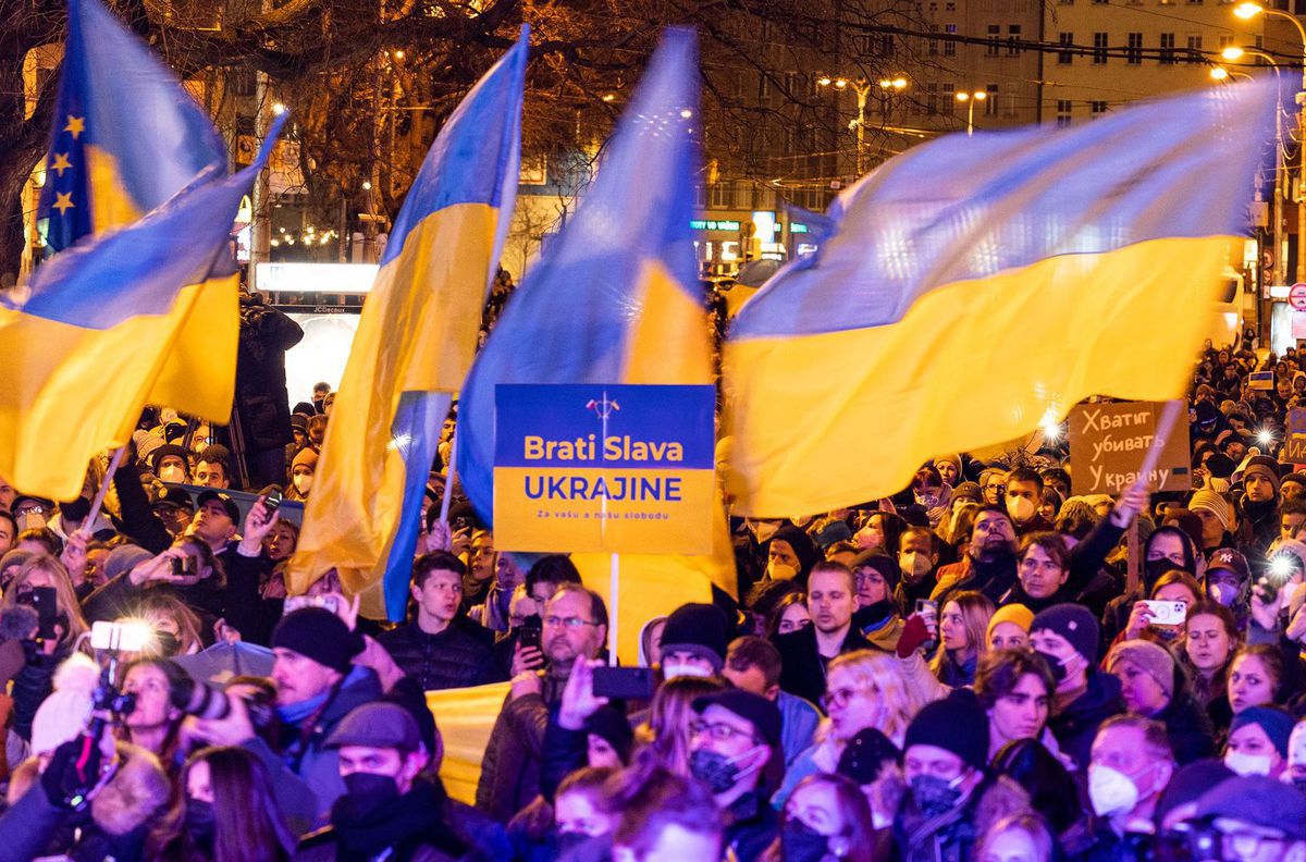 Protestné zhromaždenie za mier na Ukrajine....