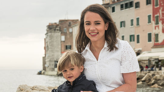 Gabriela Marcinková pri nakrúcaní filmu Šťastný...