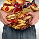 obezita, prejedanie sa, jedlo, fast-food, nadbytok, 