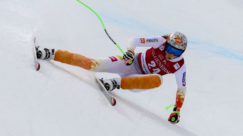 Petra Vlhová na trati finálového zjazdu.