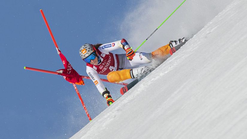 Petra Vlhová vo finálovom obrovskom slalome...