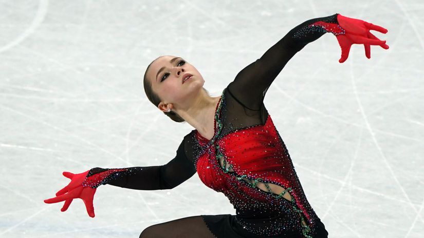Kamila Valijevová počas ZOH v Pekingu.