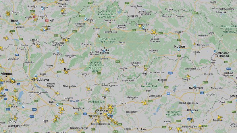 flightradar letova mapa slovensko lietadlo...