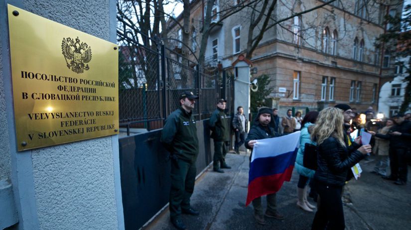 SR Ukrajina Rusko Protest veľvyslanectvo