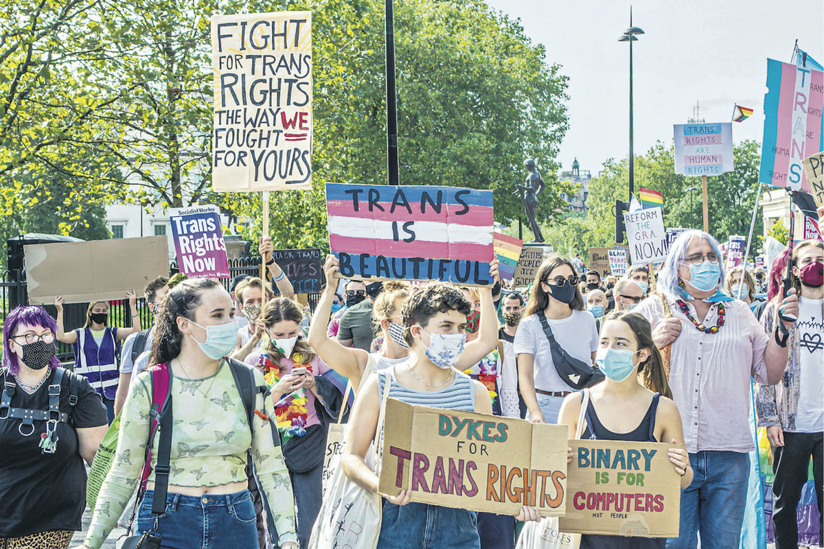 Protest za práva transrodových ľudí v Londýne