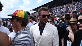 David Beckham pred štartom Veľkej ceny Miami.