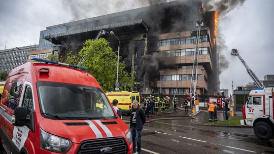 Požiar zachvátil bizniscentrum v Moskve